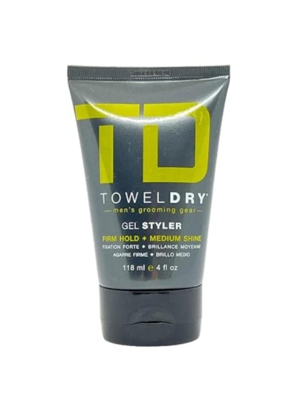 TowelDry Gel Styler Mens Grooming Gear Firm Hold Medium Shine 4 fl oz Tube